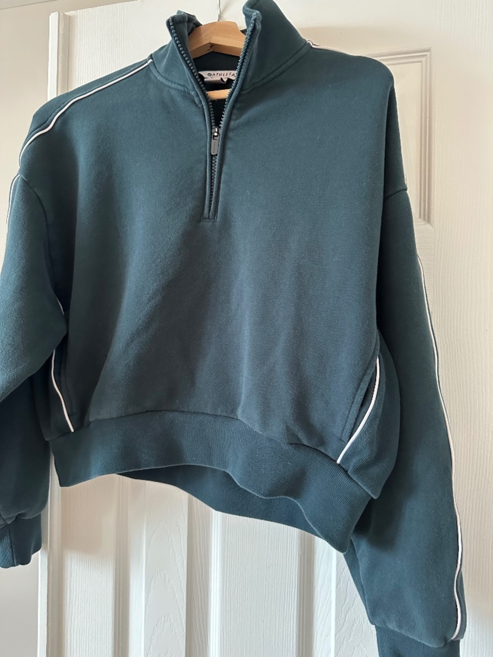 Athleta Forever Fleece Piping 1/2 Zip Sweatshirt